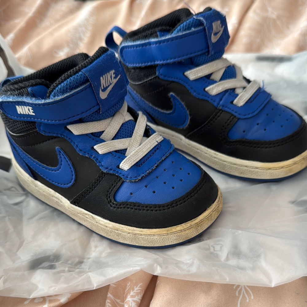 Nike Kids Black and Blue High-Top Sneakers